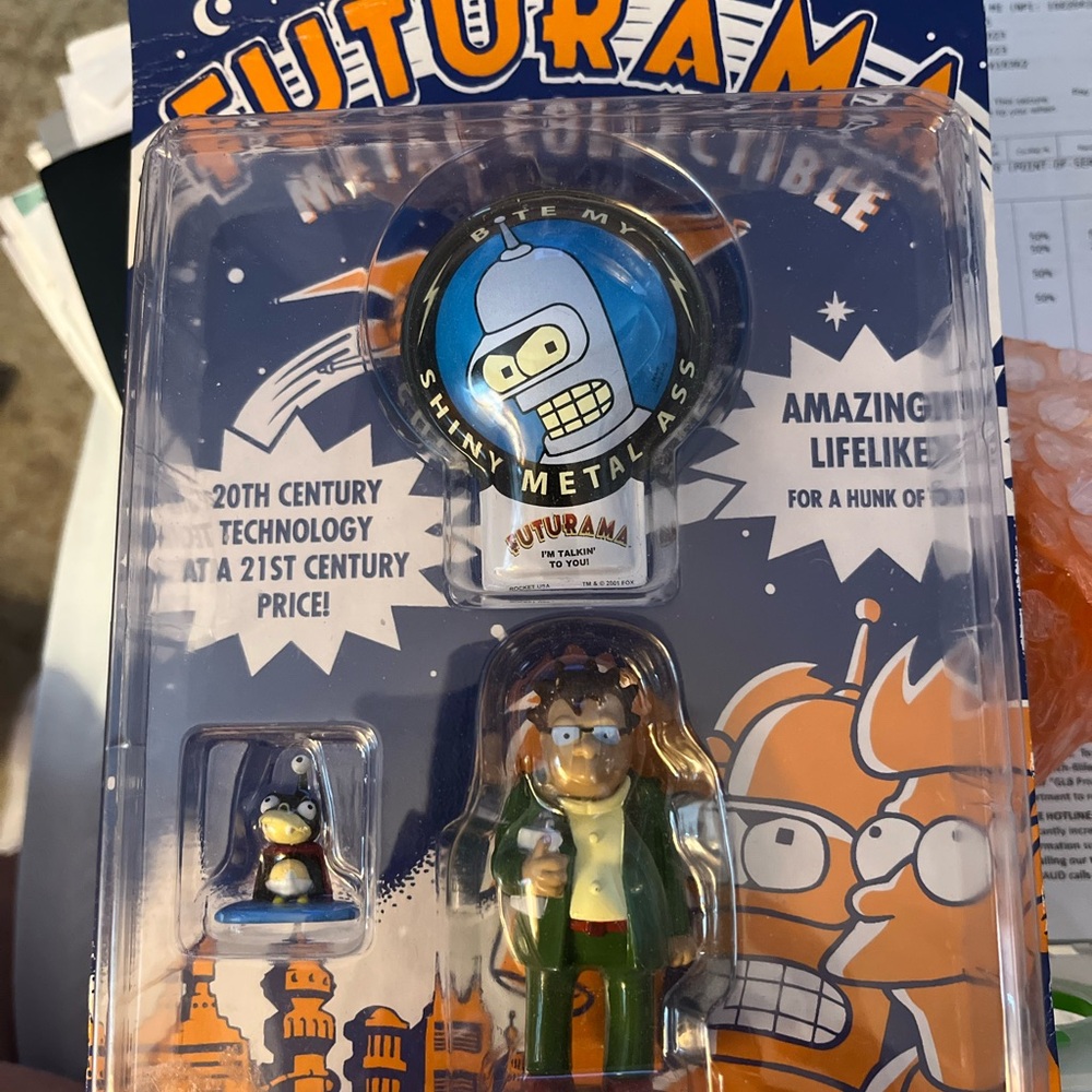 Futurama Action Figure Set metal collectible nibbler / Hermes rocket USA